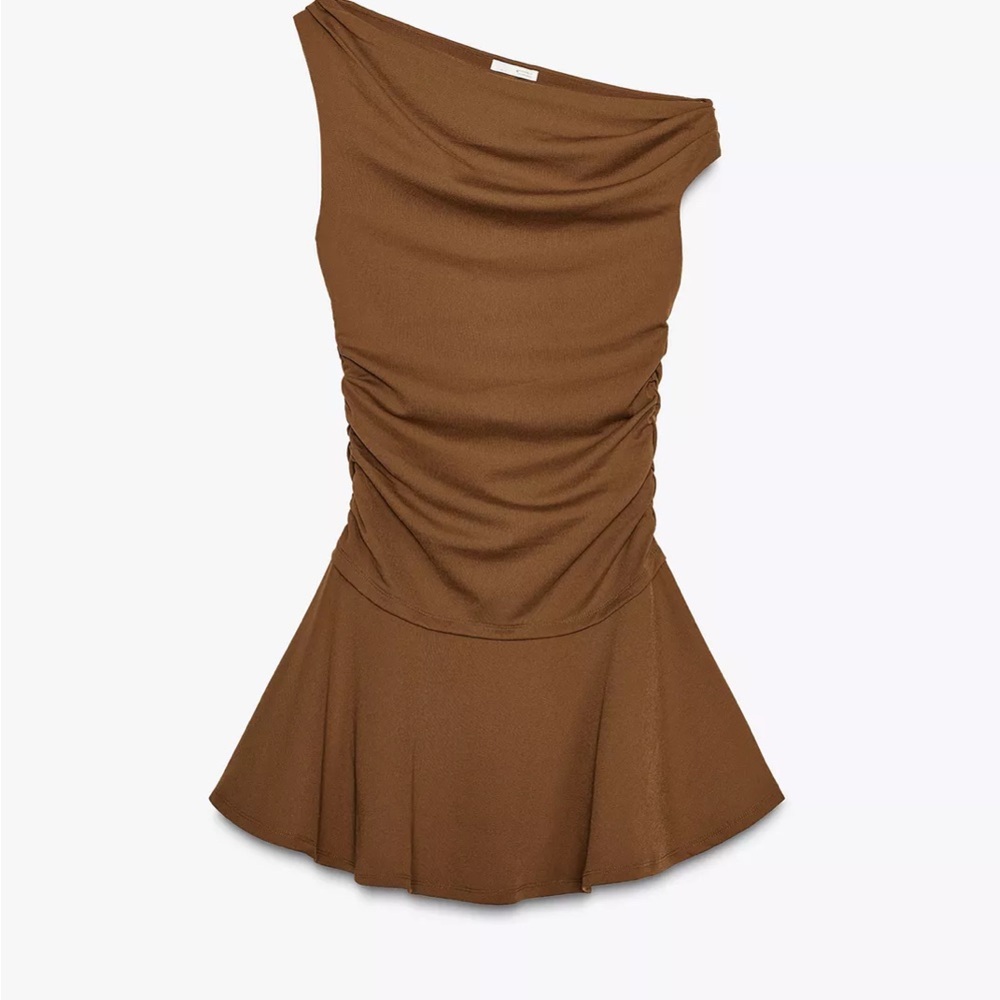 ZARA Ruched Textured Dress - Picture 6 of 11